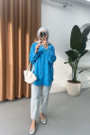 Sare Fashion Bow Detail Shirt Blue