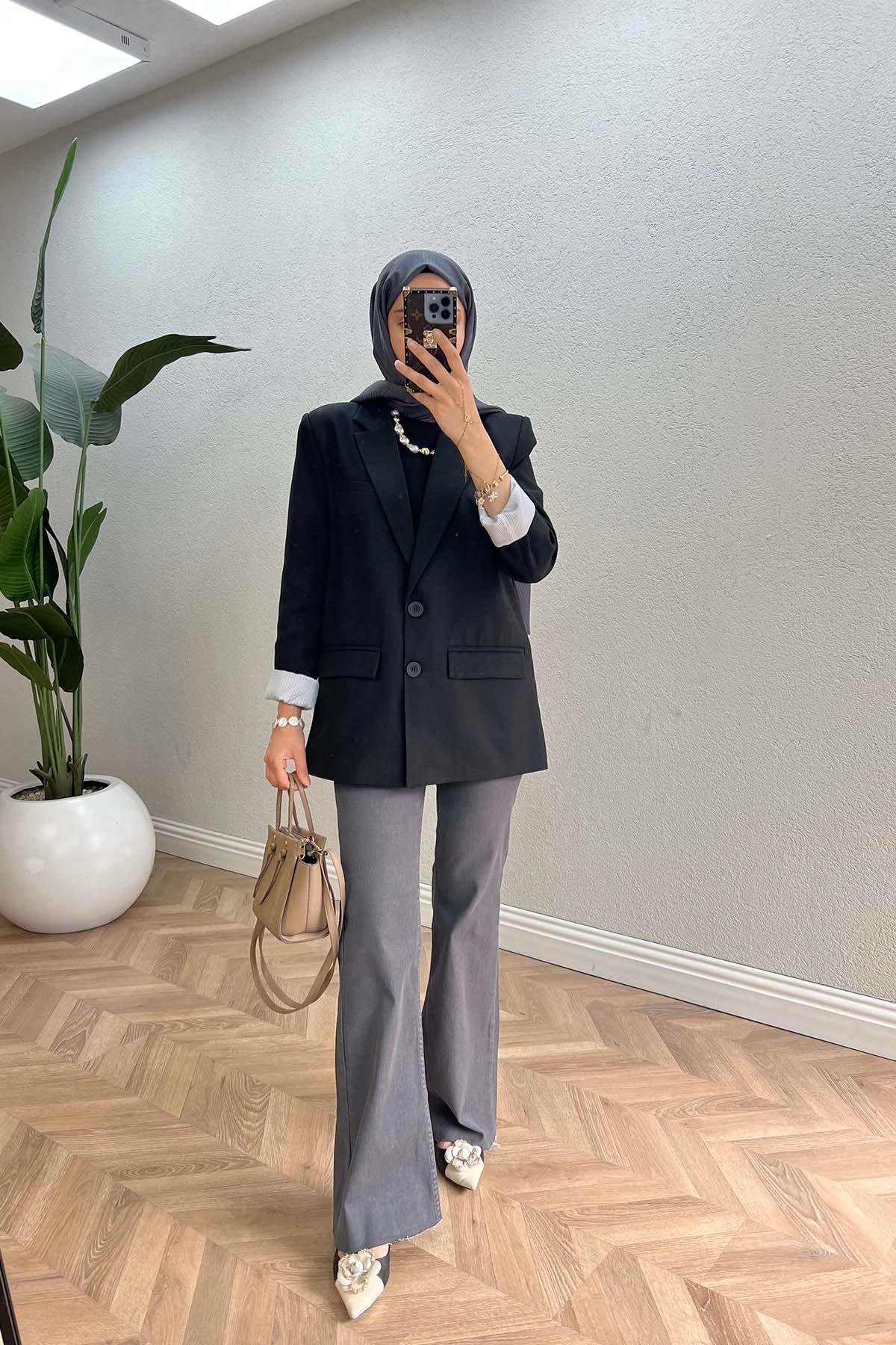 Sare Fashion Wide Leg Jeans Anthracite
