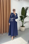 Sare Fashion Wide Neck Dress Navy Blue