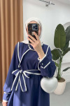 Sare Fashion Wide Neck Dress Navy Blue