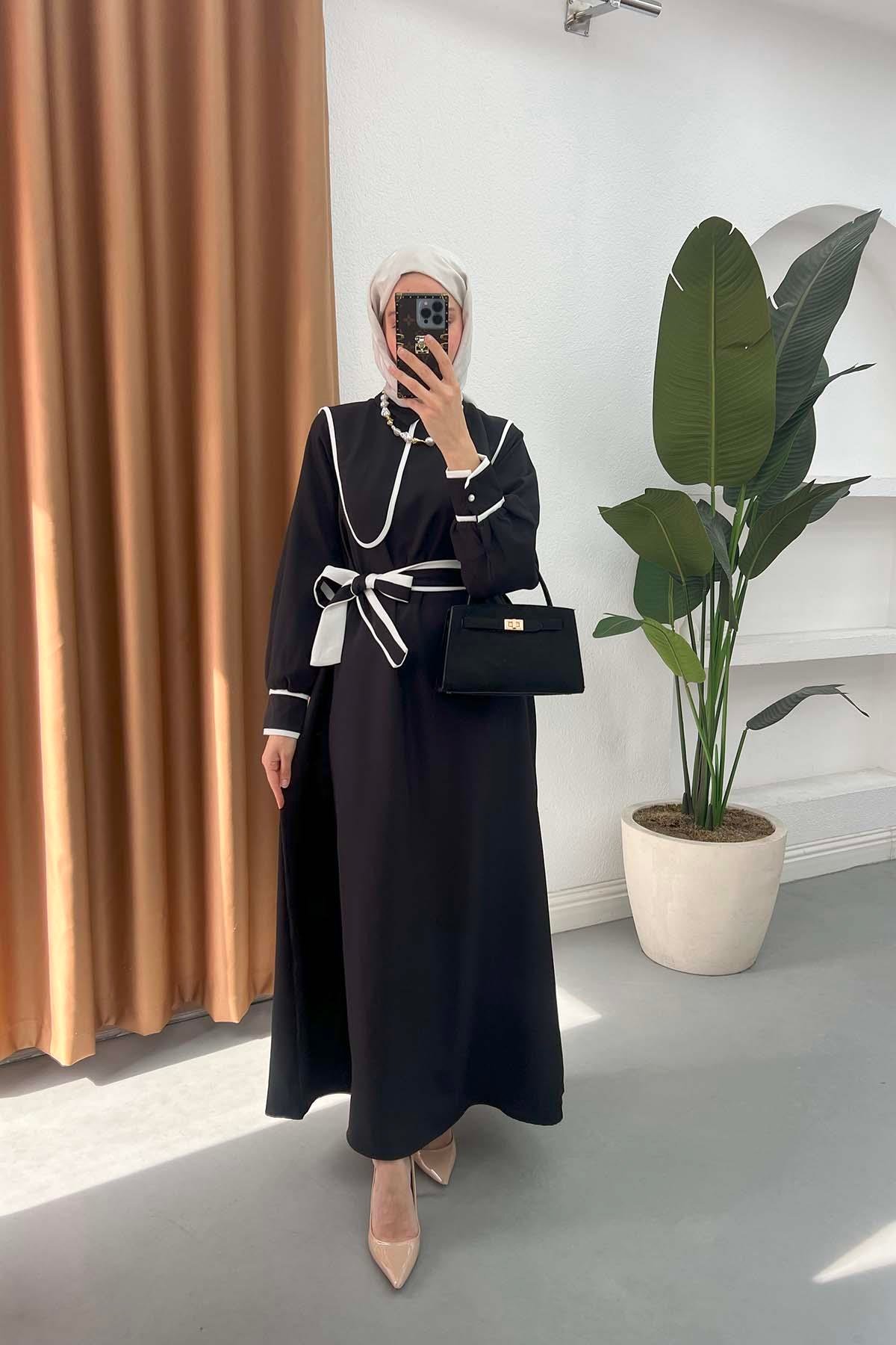Sare Fashion Wide Neck Dress Black