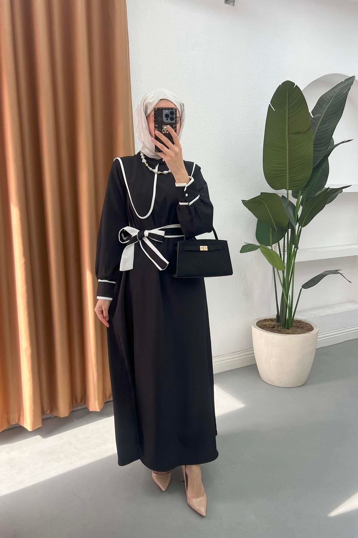 Sare Fashion Wide Neck Dress Black
