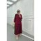 Sare Fashion Hidden Button Balloon Sleeve Shirt Claret Red