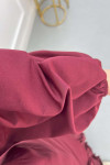 Sare Fashion Hidden Button Balloon Sleeve Shirt Claret Red