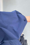Sare Fashion Hidden Button Balloon Sleeve Shirt Navy Blue