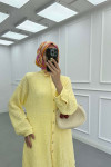 Sare Fashion Embossed Patterned Two Piece Suit Yellow