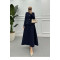 Sare Fashion Gold Buttoned (Lined) Skirt Suit Navy Blue