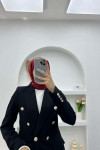 Gold Buttoned Jacket Set Black