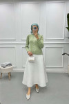 Gold Buttoned Cardigan Mint Green