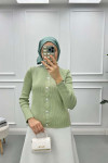 Gold Buttoned Cardigan Mint Green