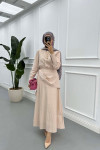 Sare Fashion Shirt Body Skirt Tie Set Beige
