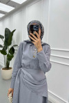 Sare Fashion Shirt Body Skirt Tie Set Gray