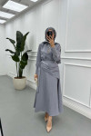 Sare Fashion Shirt Body Skirt Tie Set Gray