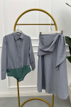 Sare Fashion Shirt Body Skirt Tie Set Gray