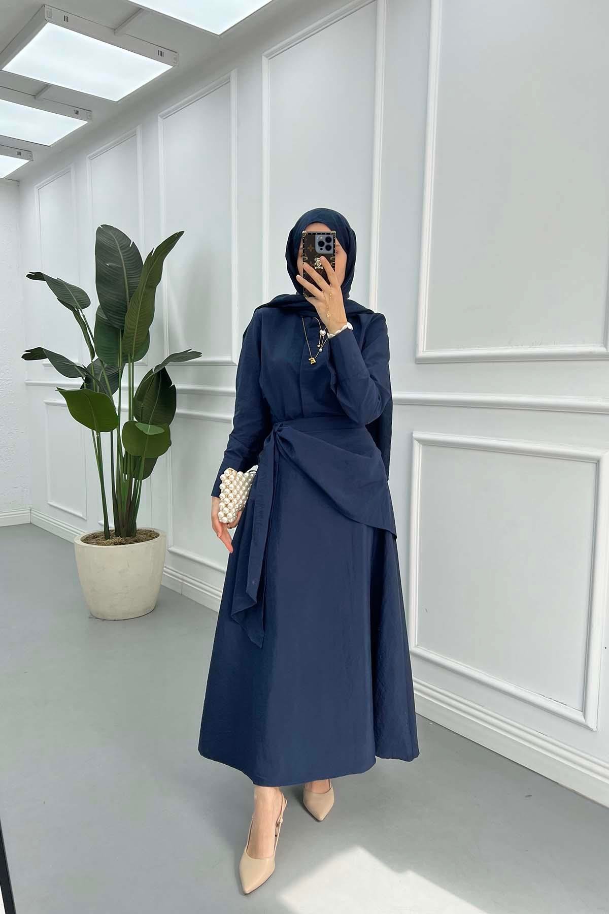 Sare Fashion Shirt Body Skirt Tie Suit Navy Blue