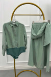 Sare Fashion Shirt Body Skirt Tie Set Mint