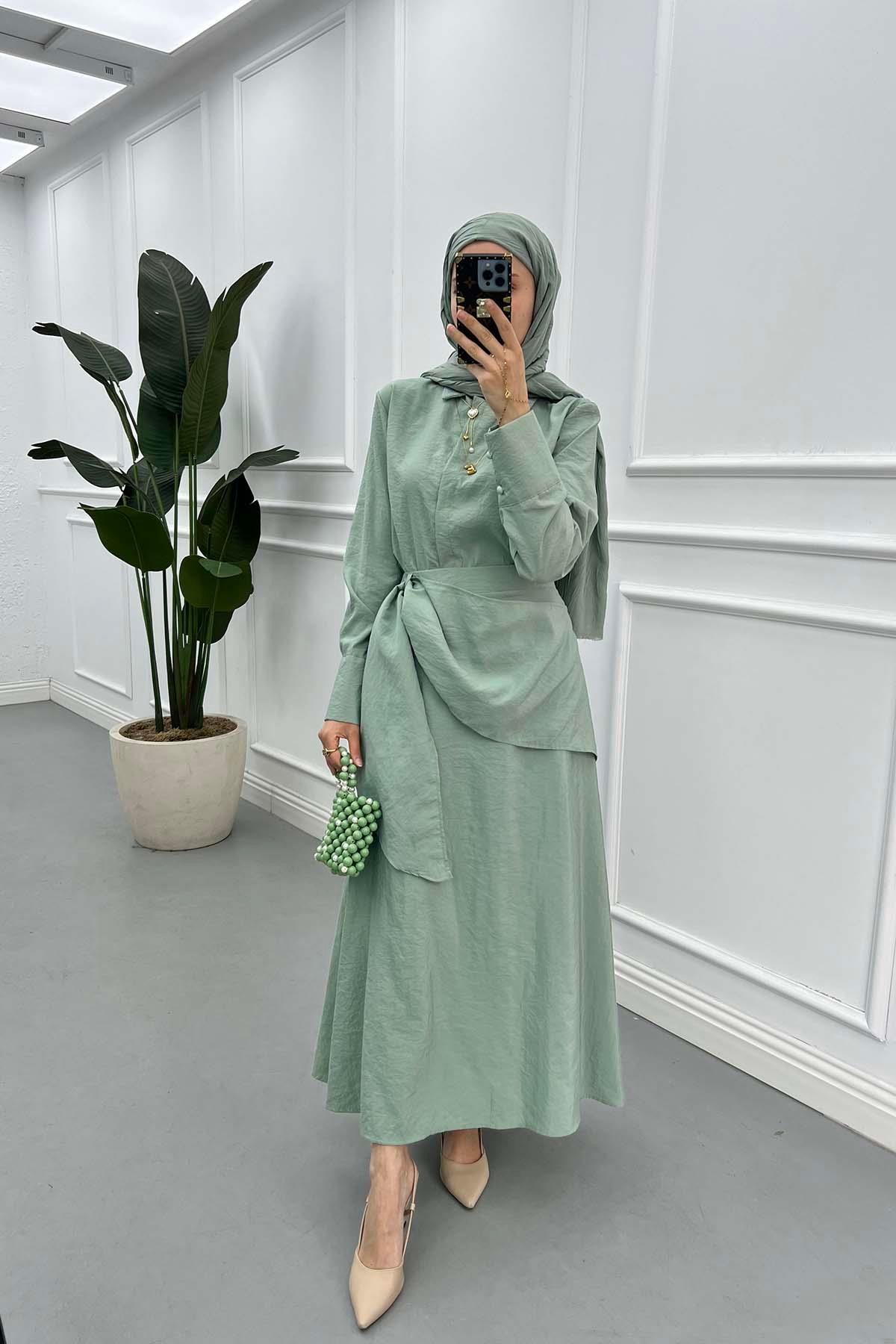 Sare Fashion Shirt Body Skirt Tie Set Mint