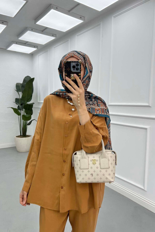 Sare Fashion Shirt Trousers Suit Brown