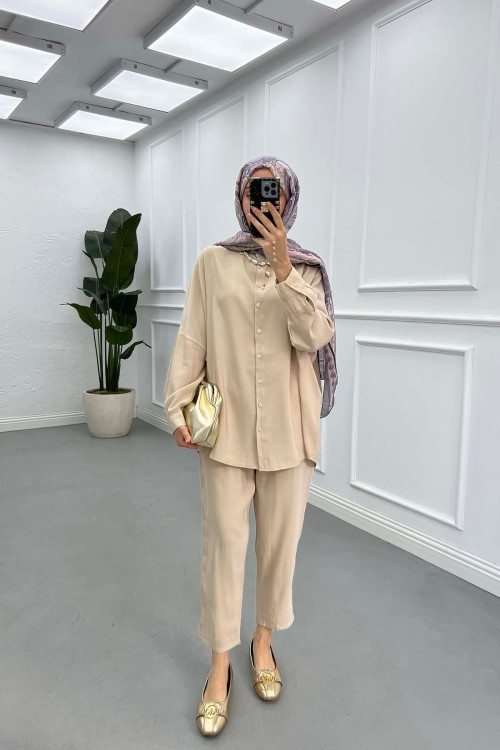 Sare Fashion Shirt Pants Suit Stone
