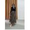 Sare Fashion Grosgrain Cut Leopard Print Chiffon Skirt Leopard