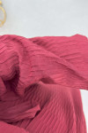 Textured Dress with Rose Brooch, Claret Red