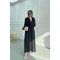 Textured Dress with Rose Brooch Black