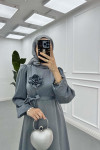 Sare Fashion Rose Brooch Stone Dress Gray