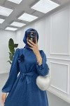 Sare Fashion Rose Brooch Stone Dress Petrol Blue
