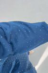 Sare Fashion Rose Brooch Stone Dress Petrol Blue