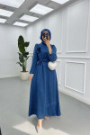 Sare Fashion Rose Brooch Stone Dress Petrol Blue
