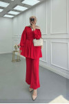 Sare Fashion Rose Belted Trouser Suit Red