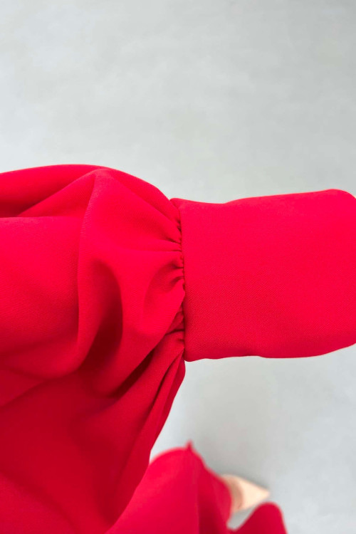 Sare Fashion Rose Belted Trouser Suit Red