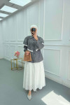 Sare Fashion Lace Striped Shirt Black
