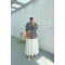 Sare Fashion Lace Striped Shirt Black