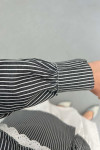 Sare Fashion Lace Striped Shirt Black