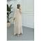 Sare Fashion Grandad Collar Viscose Dress Beige