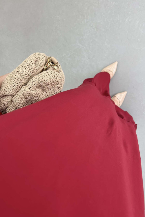 Sare Fashion Grandad Collar Viscose Dress Burgundy