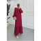 Sare Fashion Grandad Collar Viscose Dress Burgundy