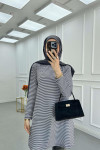 Sare Fashion Fine Striped Viscose Tunic Black