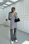 Sare Fashion Fine Striped Viscose Tunic Black