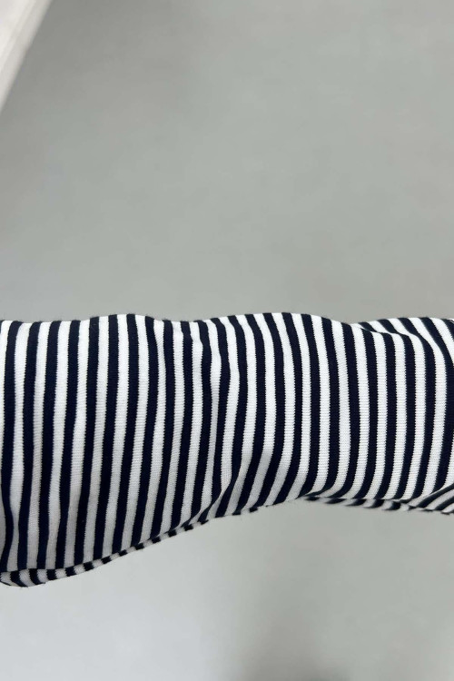 Sare Fashion Fine Striped Viscose Tunic Black