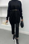 Thin Knit Cardigan (Without Belt) Black