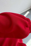 Pearl Buttoned Tied Skirt Set Red