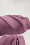 Sare Fashion Pearl Buttoned Tied Skirt Set Purple