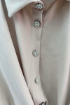 Pearl Buttoned Tied Skirt Set Stone