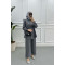 Pearl Buttoned Striped Viral Suit Anthracite