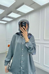 Sare Fashion Pearl Buttoned Shirt Set Gray