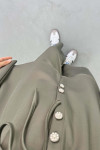 Pearl Buttoned Scuba Suit Khaki