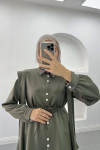 Pearl Buttoned Scuba Suit Khaki