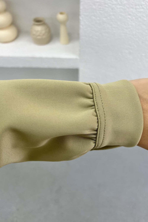 Pearl Buttoned Scuba Suit Soft Green